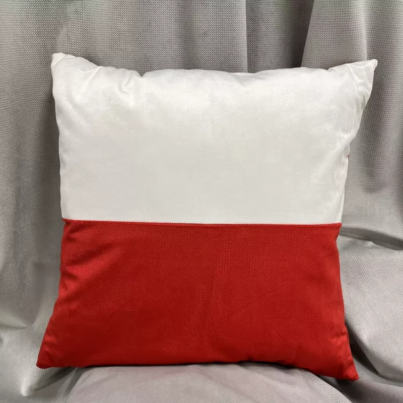 Poduszka biało-czerwona velvet