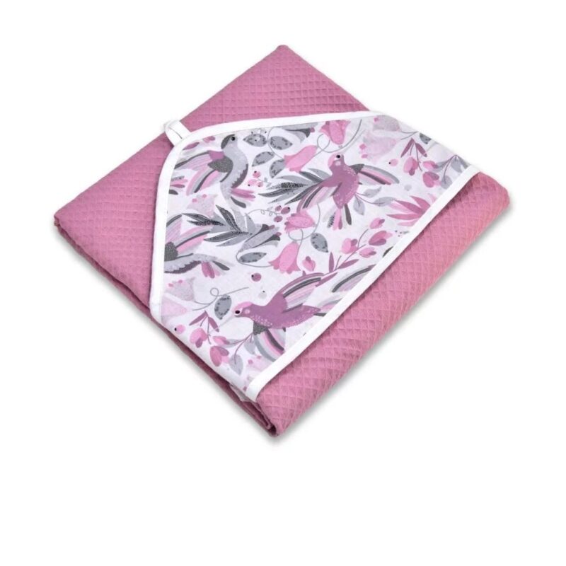 Ręcznik kąpielowy z kapturkiem Hummingbird pink