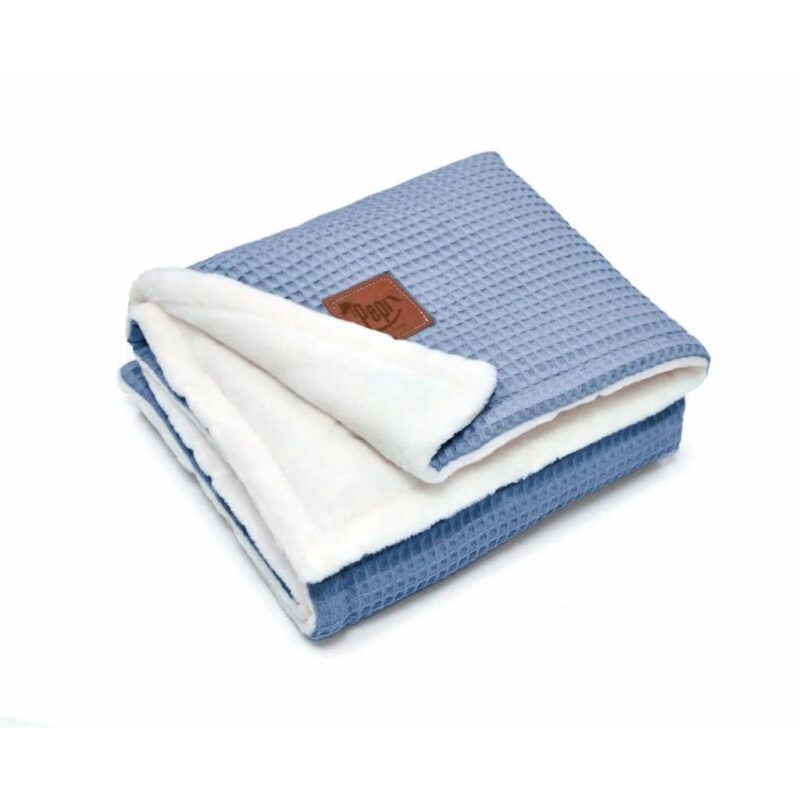 Kocyk 55x75 - jeans - polar minky/wafel
