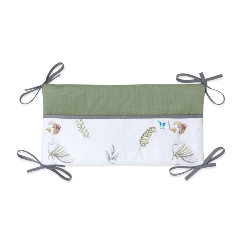 Bawełniany organizer do łóżeczka 42×22 Lady Goose z velvetem sage