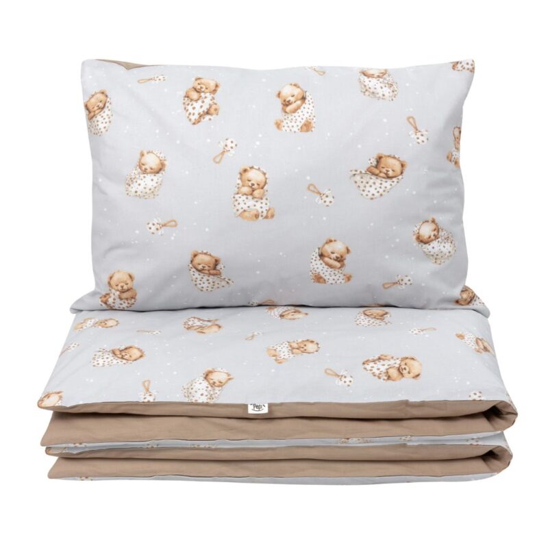Pościel dziecięca 100×135 z poszewką na poduszkę 40×60 Sleeping Teddy Bear cappucino
