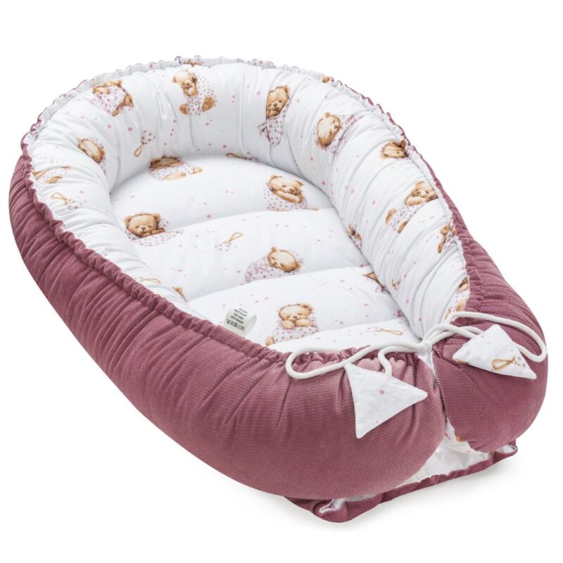 Kokon - White Sleeping Teddy Bear old rosa - bawełna/velvet
