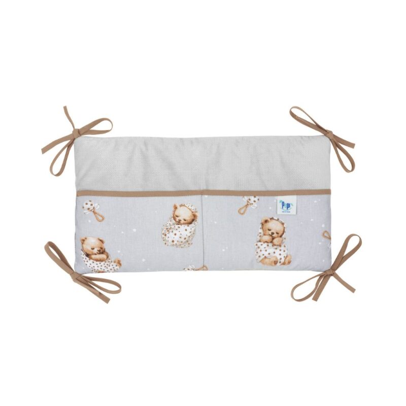 Bawełniany organizer do łóżeczka 42×22 Sleeping Teddy Bear z velvetem