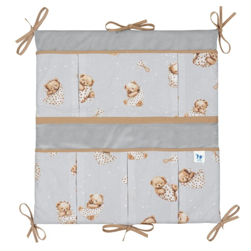 Bawełniany organizer do łóżeczka 52×52 Sleeping Teddy Bear z velvetem
