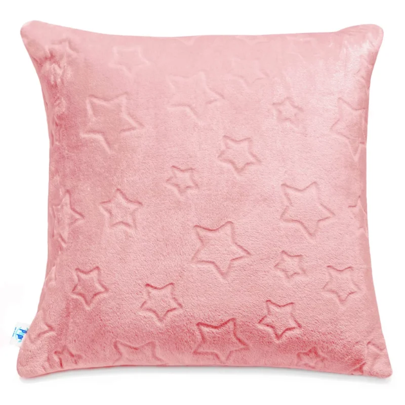 Poszewka na poduszkę z pluszu w gwiazdki 50x50 - coral