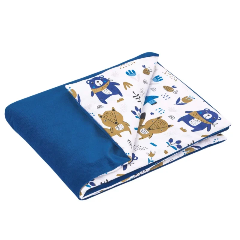 Kołderka 55×75 - Blue Bear - bawełna/velvet