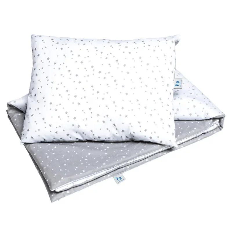 Pościel z wypełnieniem - kołderka 75×100 i poduszka 30×40 - Grey Galaxy - bawełna