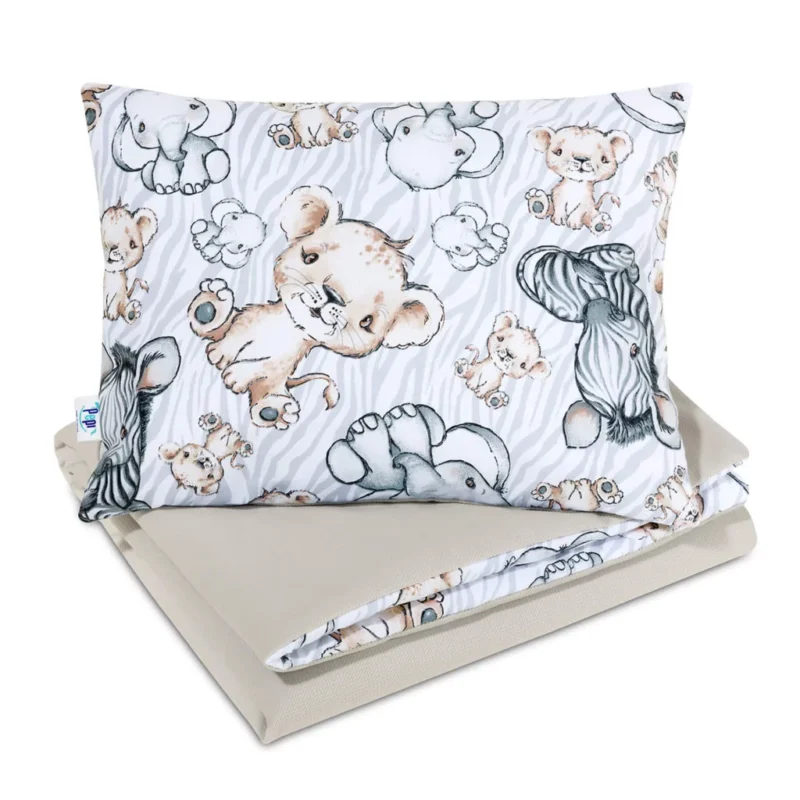 Pościel z wypełnieniem - kołderka 75×100 i poduszka 30×40 - Safari cappucino - bawełna/velvet