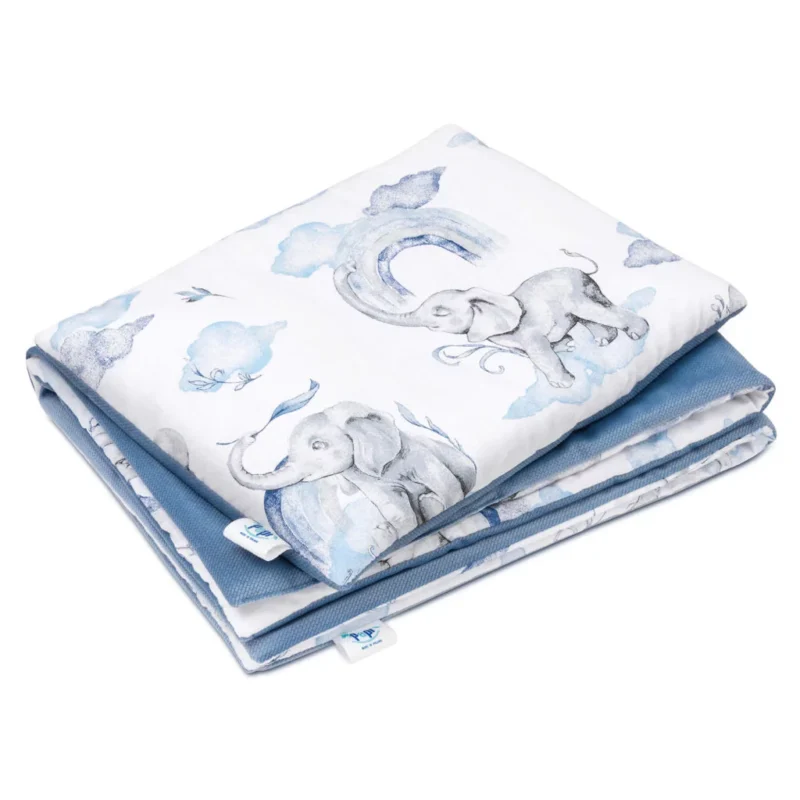 Pościel z wypełnieniem - kołderka 55×75 i poduszka 25×35 - Eledreams Blue - bawełna/velvet