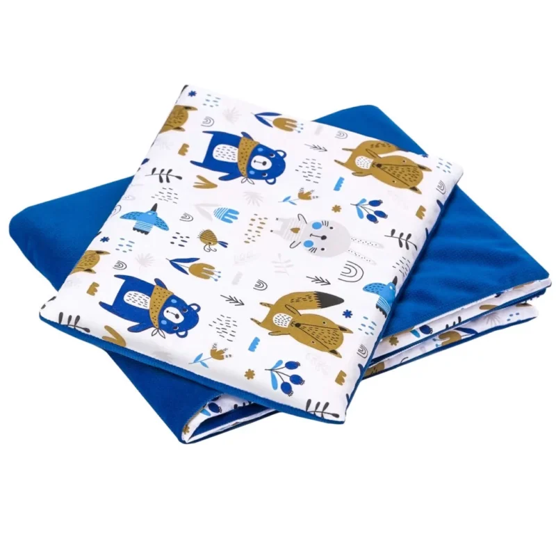 Pościel z wypełnieniem - kołderka 55×75 i poduszka 25×35 - Blue Bear - bawełna/velvet