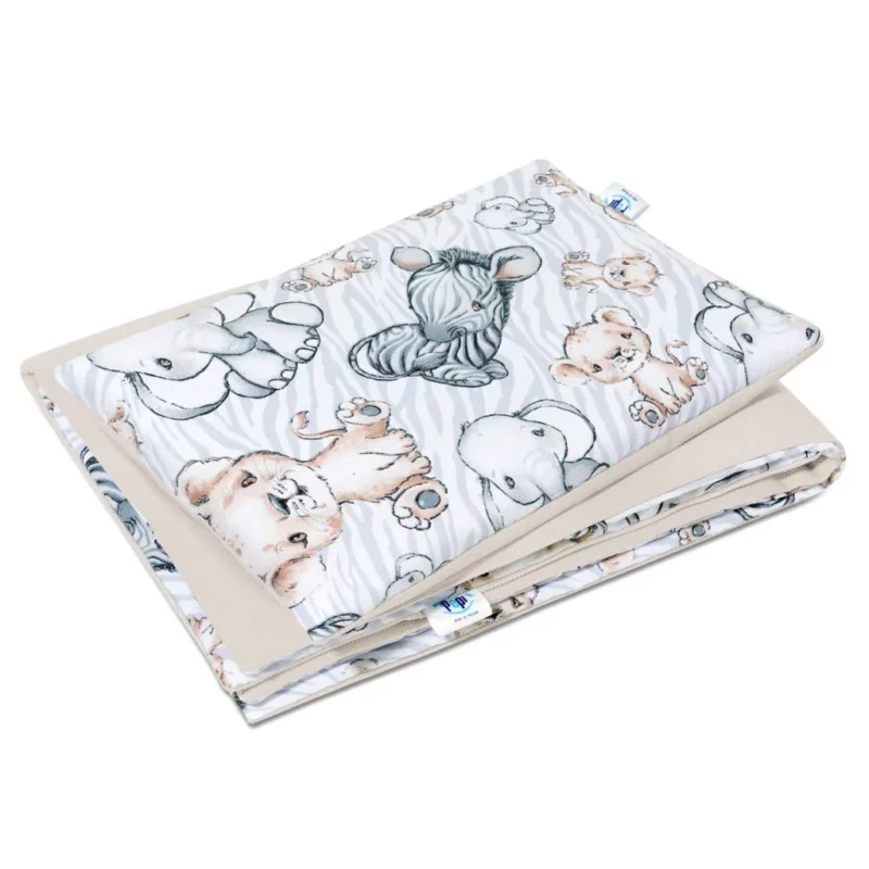 Pościel z wypełnieniem - kołderka 55×75 i poduszka 25×35 - Safari cappucino - bawełna/velvet