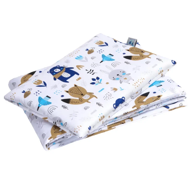 Pościel z wypełnieniem - kołderka 55×75 i poduszka 25×35 - Blue Bear - bawełna