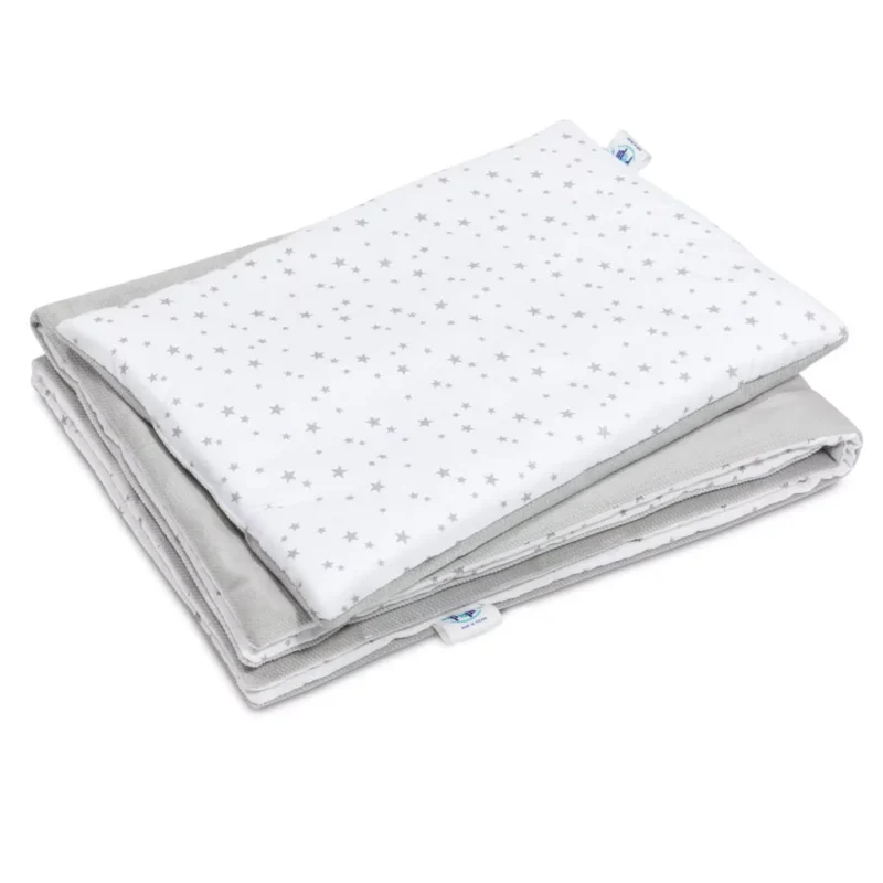 Pościel z wypełnieniem - kołderka 55×75 i poduszka 25×35 - Grey Galaxy - bawełna/velvet