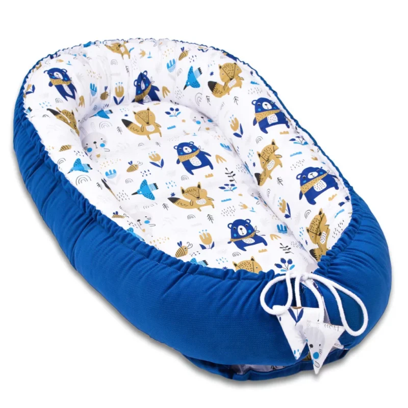 Kokon - Blue Bear - bawełna/velvet