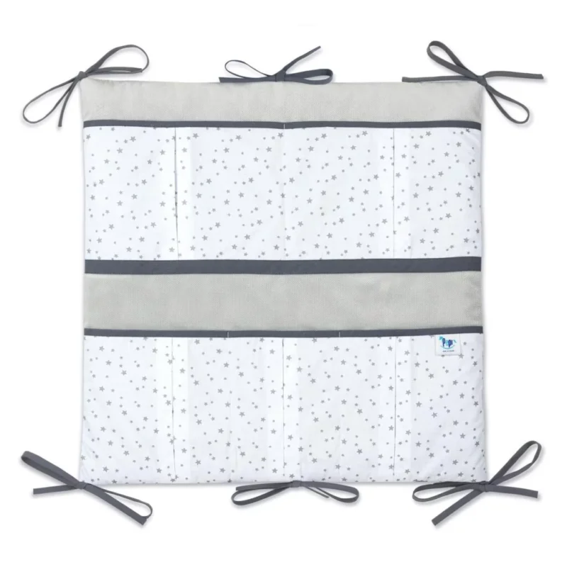 Bawełniany organizer do łóżeczka 52×52 Grey Galaxy z velvetem