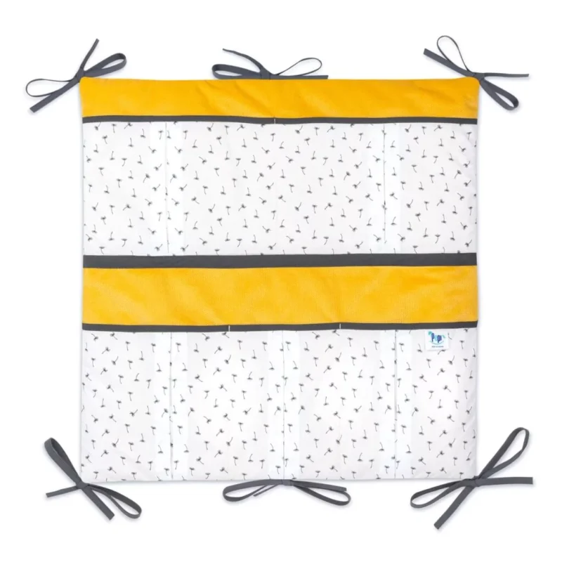 Bawełniany organizer do łóżeczka 52×52 Indian Summer z velvetem miodowym