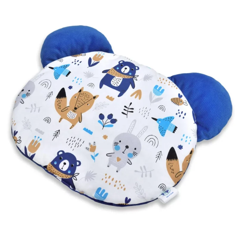 Poduszka płaska MIŚ - Blue Bear - bawełna/velvet