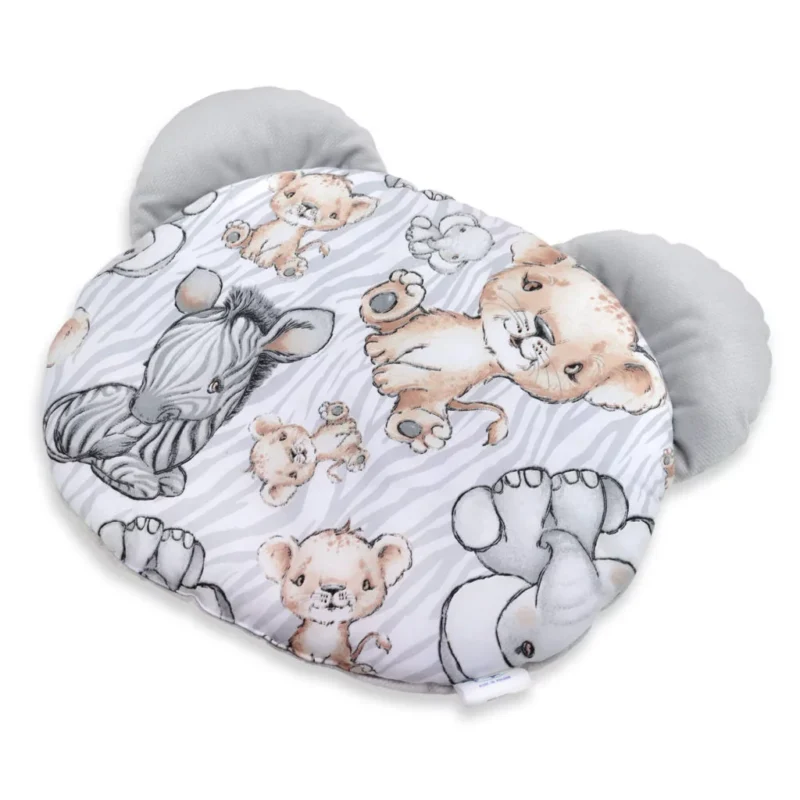 Poduszka płaska MIŚ - Safari grey - bawełna/velvet