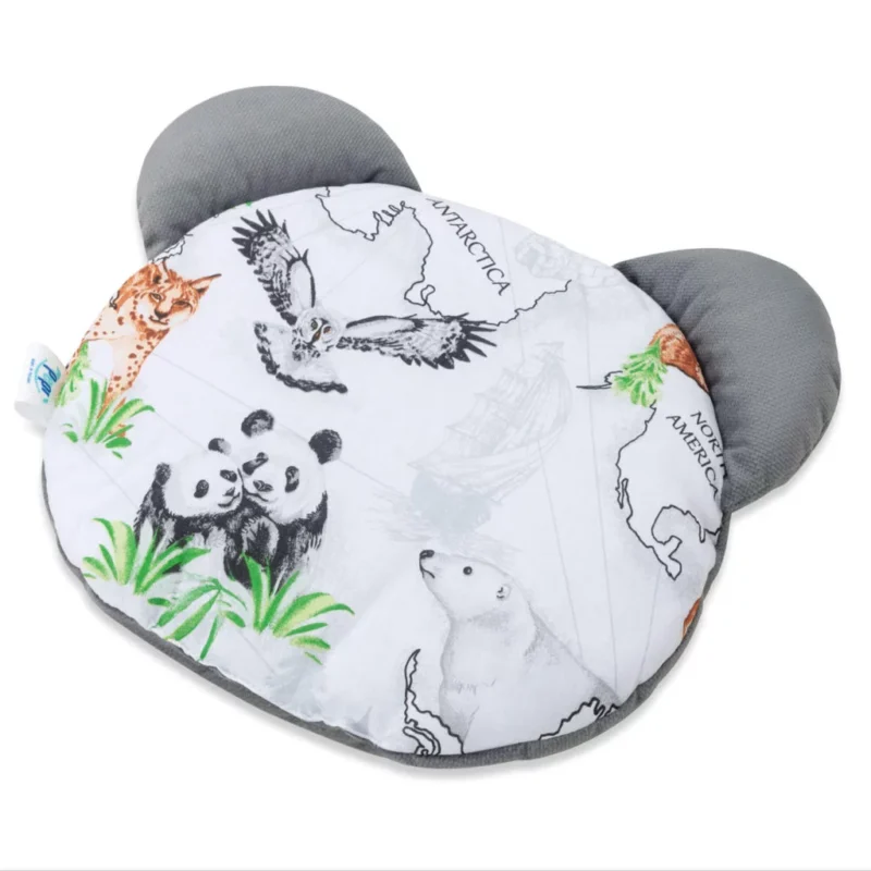 Poduszka płaska MIŚ - Wild Land - bawełna/velvet grafit