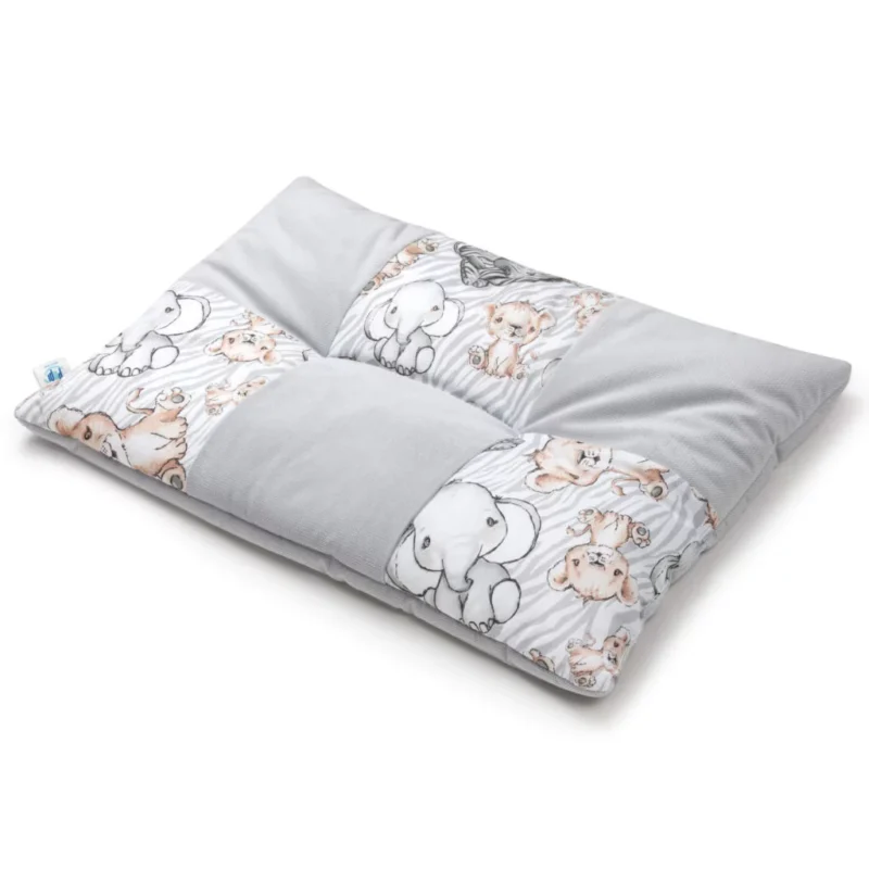 Płaska poduszka patchwork 60×40 - Safari z velvetem grey