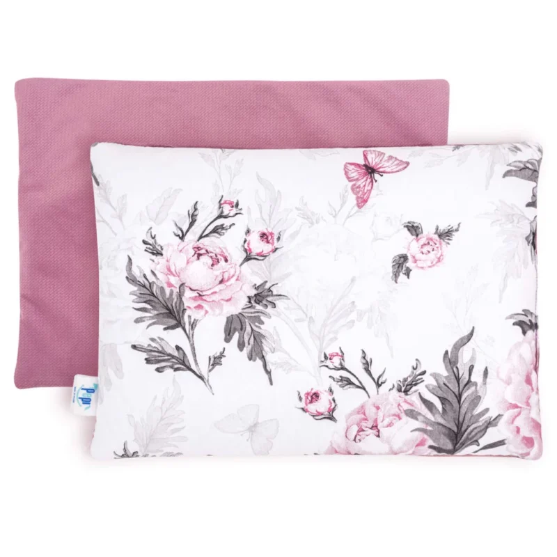 Poduszka płaska 25×35 - Pink Flowers old rosa - bawełna/velvet