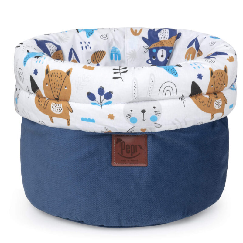 Koszyk Pojemnik z Materiału na Akcesoria dla Niemowlaka Blue Bear z velvetem