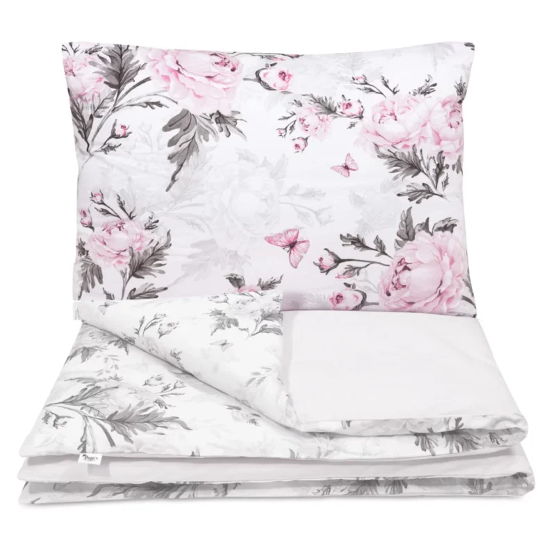 Bawełniana poszewka 60x40 na poduszkę z suwakiem Pink Flowers pink