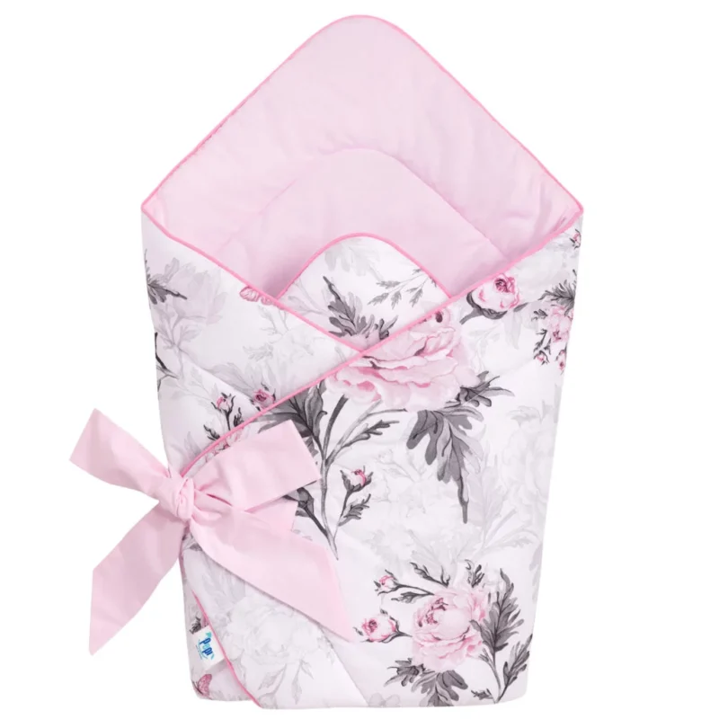 Rożek otulacz - Pink Flowers - bawełna