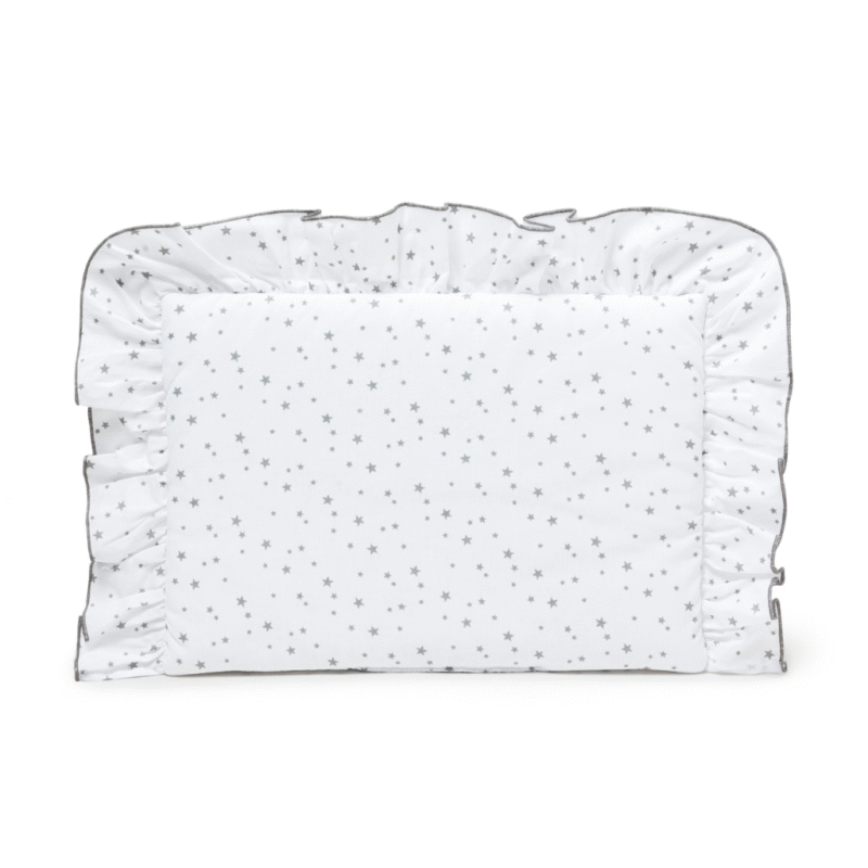 Płaska poduszka z falbanką 25×35 - Grey Galaxy - bawełna