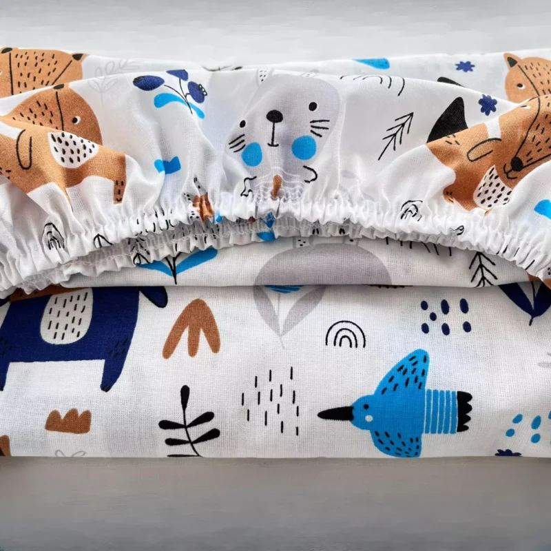 Bawełniane prześcieradło z gumką do łóżeczka 60x120 Blue Bear