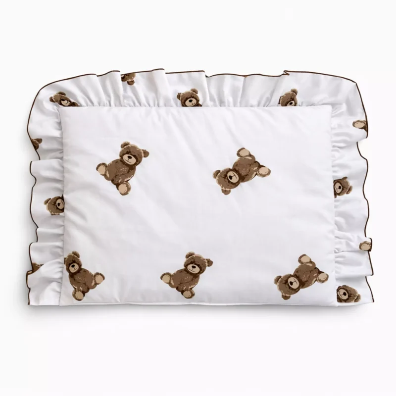 Płaska poduszka z falbanką 30×40 - Sweet Teddy - bawełna