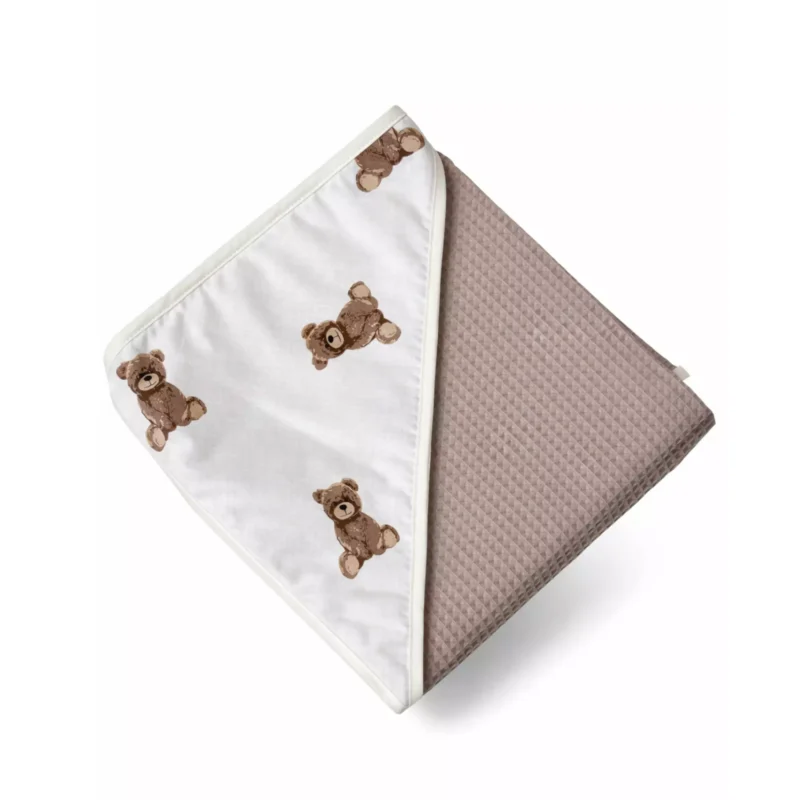Ręcznik kąpielowy mokka z kapturkiem Sweet Teddy