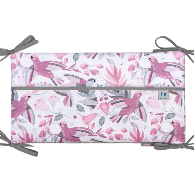 Bawełniany organizer do łóżeczka 42×22 Hummingbird grey
