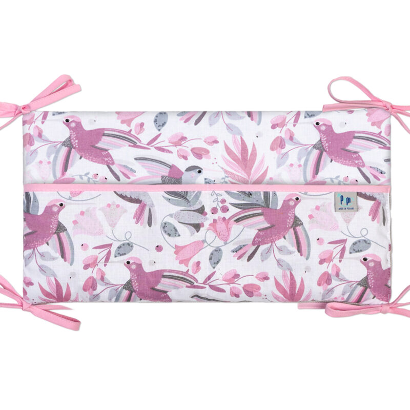 Bawełniany organizer do łóżeczka 42×22 Hummingbird pink