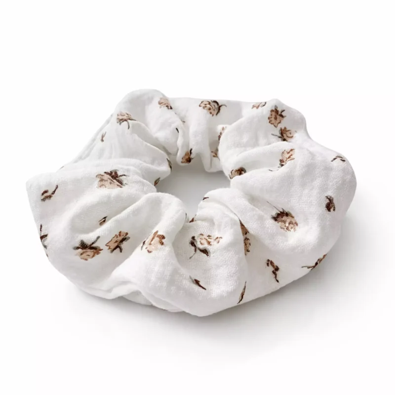 Muślinowa gumka scrunchie Rosalie – naturalna bawełna