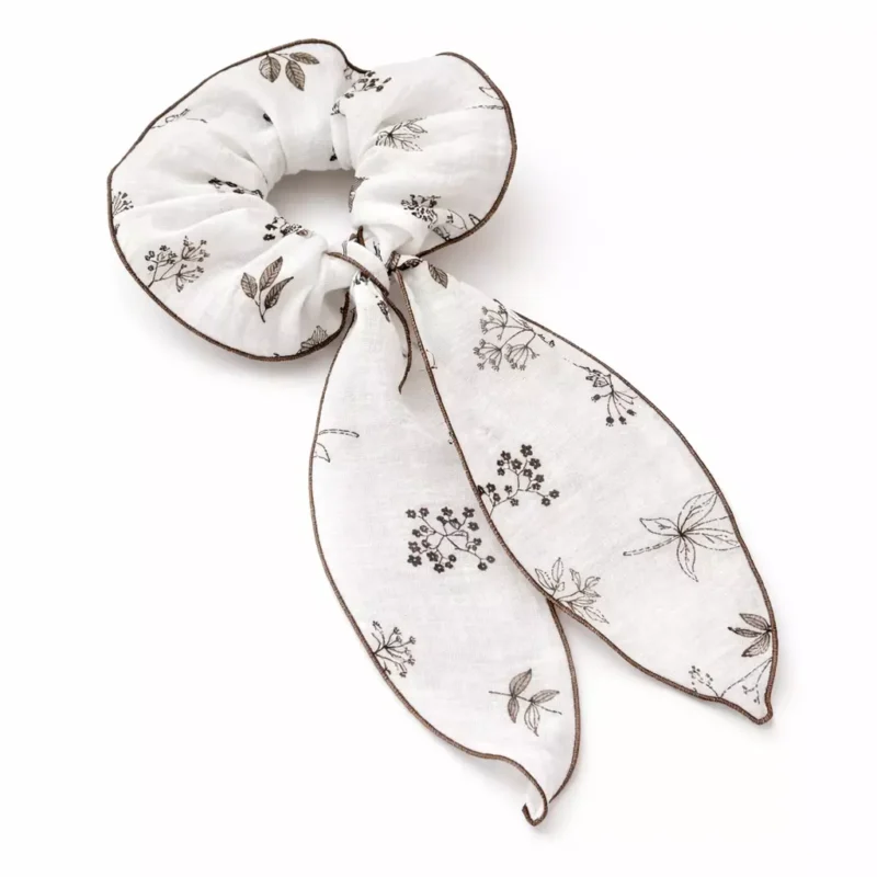 Muślinowa gumka scrunchie Botanique – naturalna bawełna ze wstążką