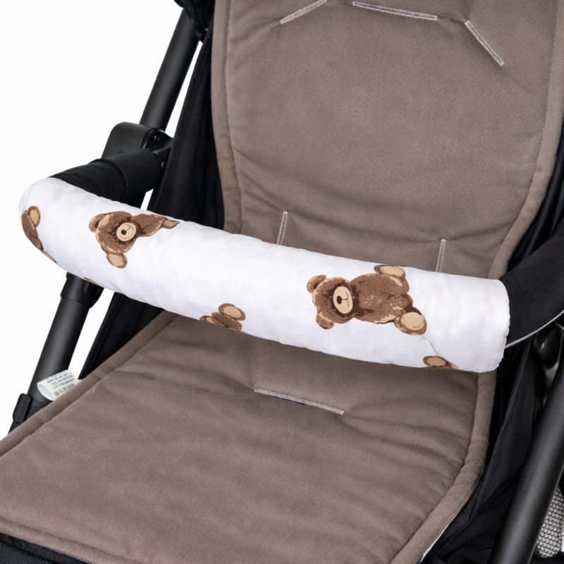 Ochraniacz na pałąk do wózka spacerowego Sweet Teddy z velvetem taupe