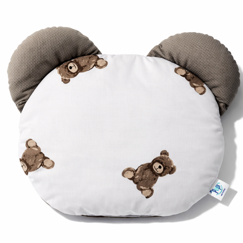 Poduszka płaska MIŚ - Sweet Teddy taupe- bawełna/velvet