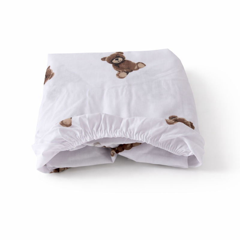 Bawełniane prześcieradło z gumką do łóżeczka 60x120 Sweet Teddy