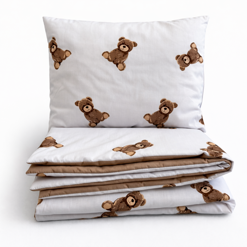 Pościel z wypełnieniem - kołderka 75×100 i poduszka 30×40 - Sweet Teddy- bawełna
