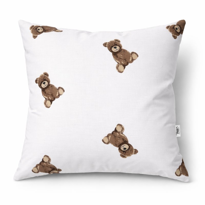 Bawełniana poszewka 40x40 na poduszkę z suwakiem Sweet Teddy cappucino