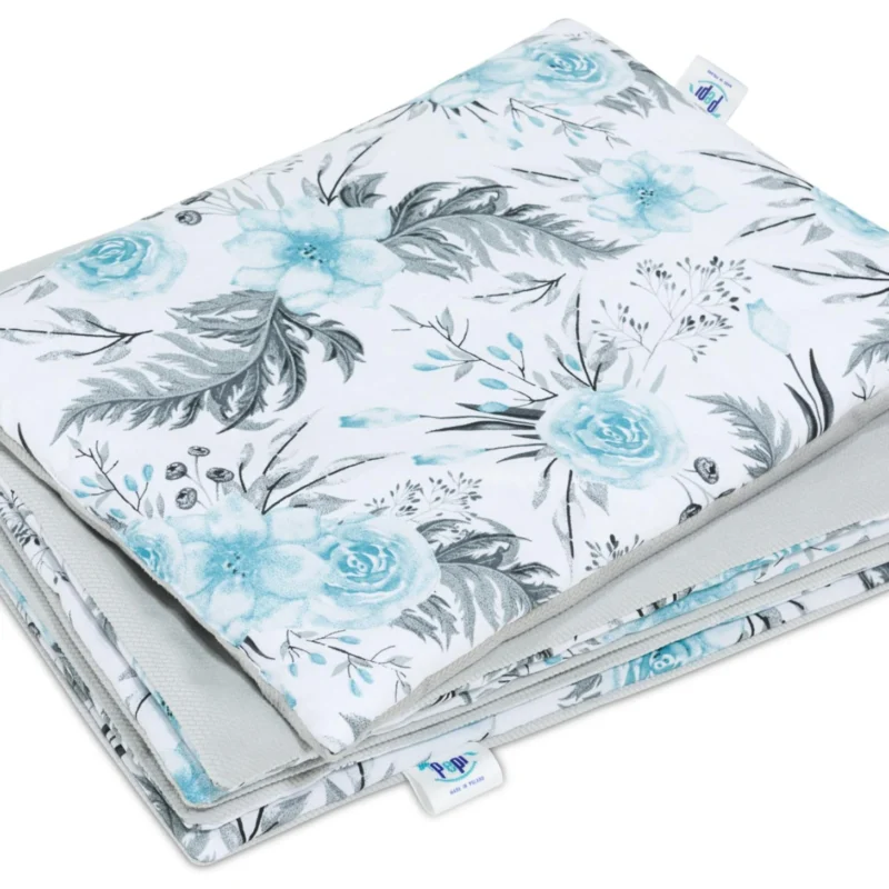 Pościel z wypełnieniem - kołderka 55×75 i poduszka 25×35 - Garden Mint grey - bawełna/velvet