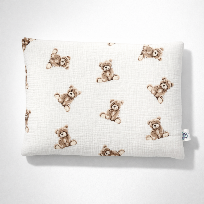 Poduszka płaska 30x40 Sweet Teddy z velvetem cappucino