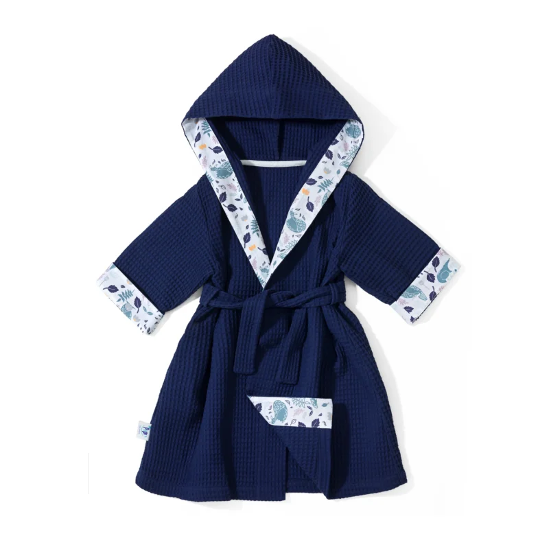 Szlafrok kąpielowy z kapturkiem dla dziecka Woodland midnight blue