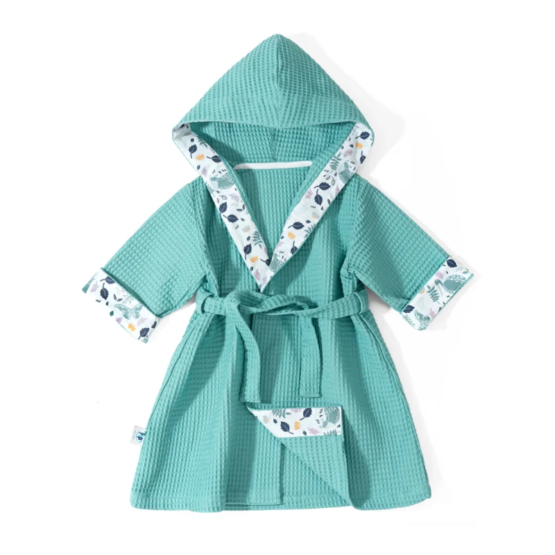 Szlafrok kąpielowy z kapturkiem dla dziecka Woodland sea green