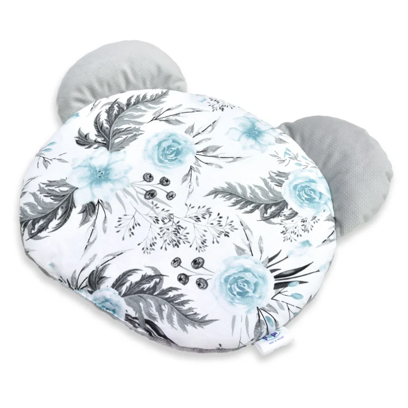 Poduszka płaska MIŚ - Garden Mint - bawełna/velvet grey